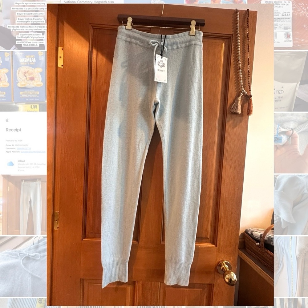 Italian CASHMERE Jogger Pants - baby blue